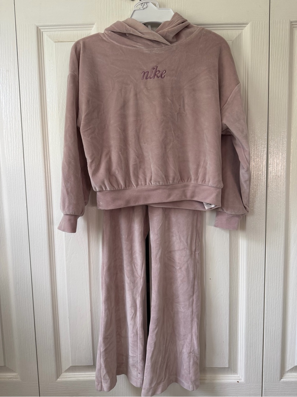 Nike Girls' Mauve Plush Hoodie & Pants Pajama Set - Dusty Pink